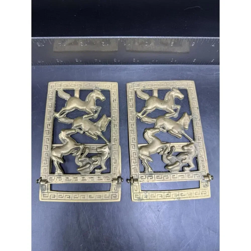 Vintage Pair BRASS COLLAPSIBLE HORSE BOOKENDS, 6 3/4" X 4 1/8" - Picture 15 of 15